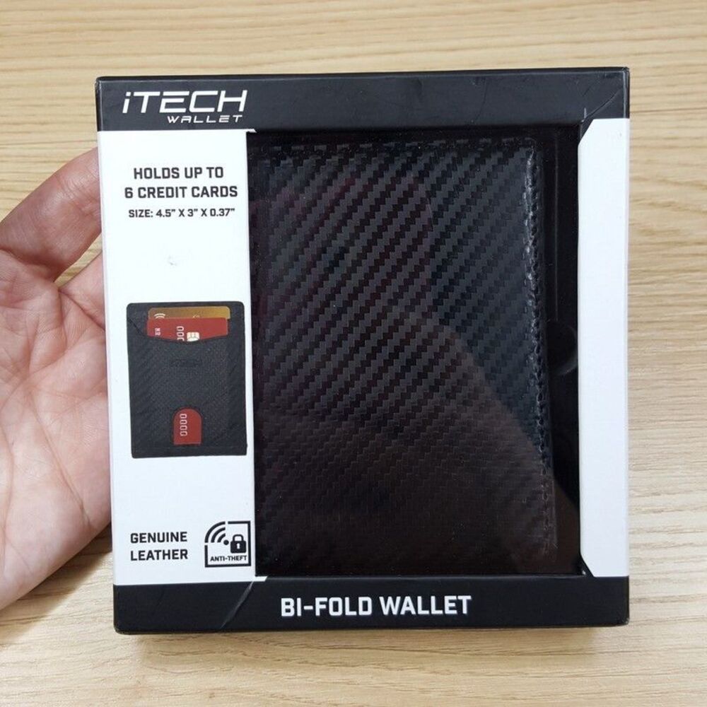 iTECH Mens Bifold Black Wallet Money Clip Card Holder RFID
